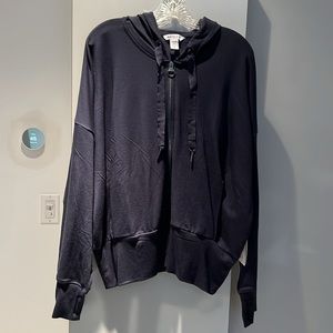 Athleisure wear. Stylish Athleta navy cropped full zip hoodie. Never worn.